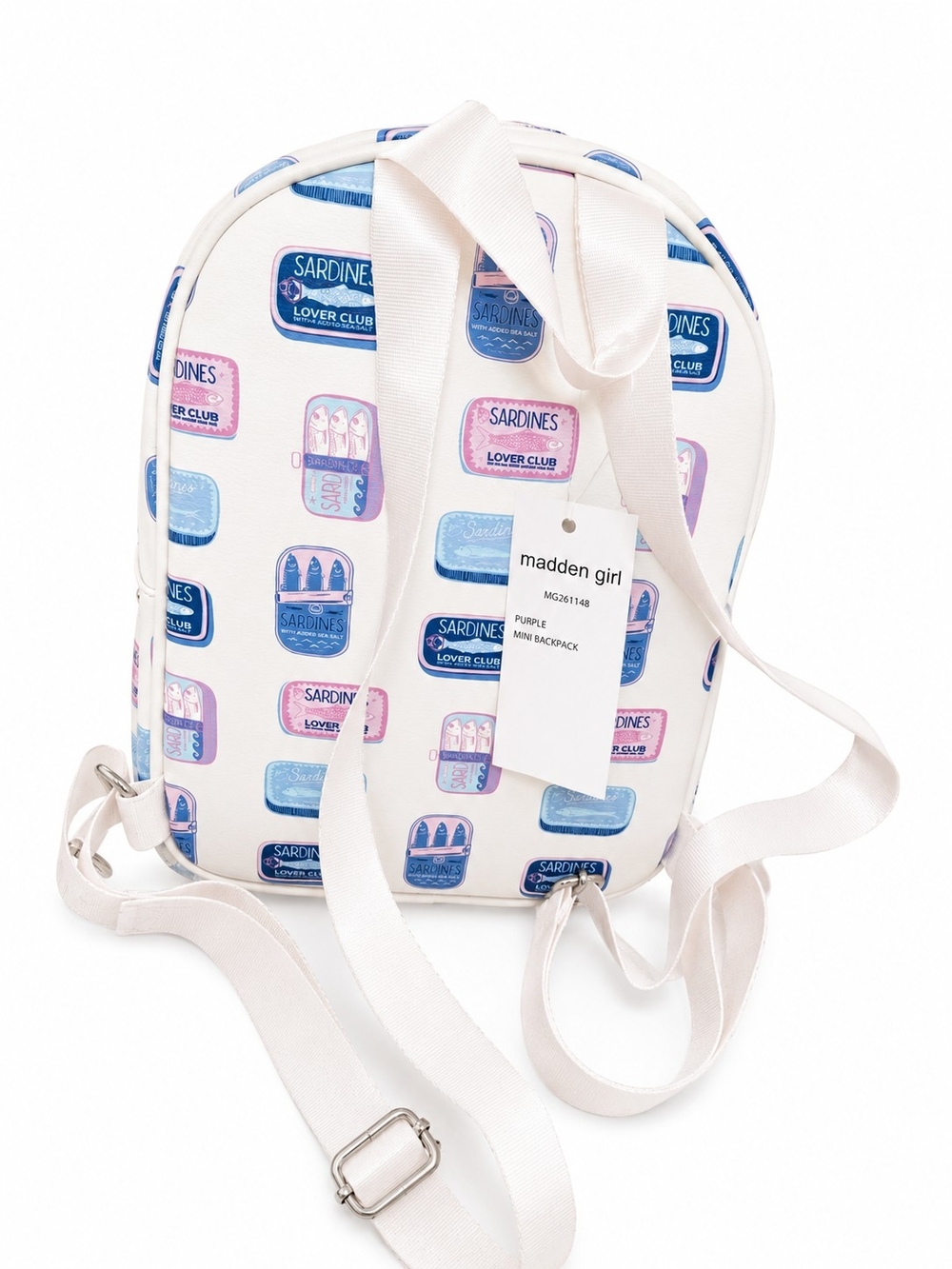 Viral Sardines Lovers madden girl White Mini Backpack NWT! - Picture 2 of 3